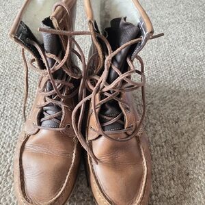 Brown Leather Lace-Up Boots